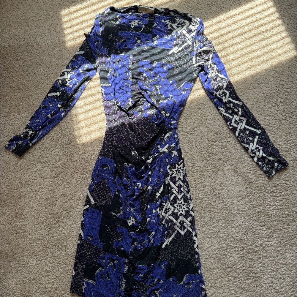 Elegant Blue Patterned Dress
